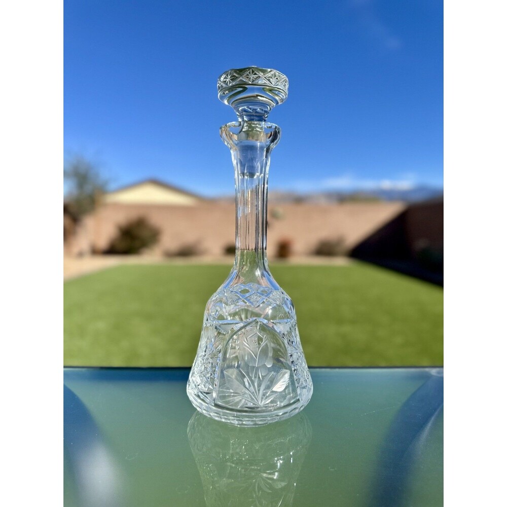 ABP Brilliant Cut Glass Crystal Decanter & Stopper Rose Stars Pattern Bare ware